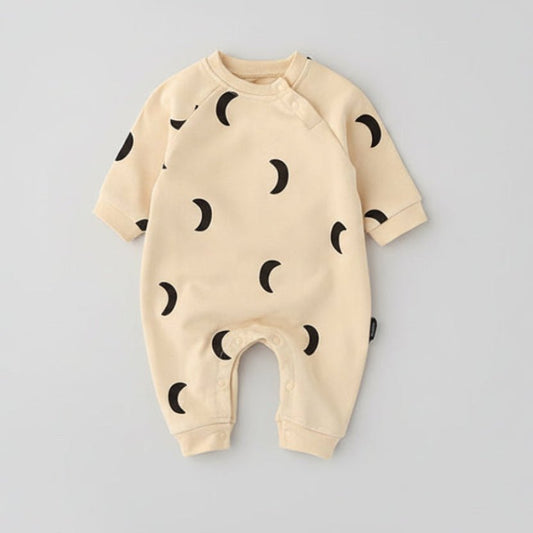 Baby Jumpsuit Maan Print - Katoenen Kruippakje