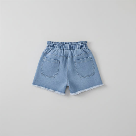 Meisjes Denim Shorts — Hoge Taille met Franjes - KANIBOO
