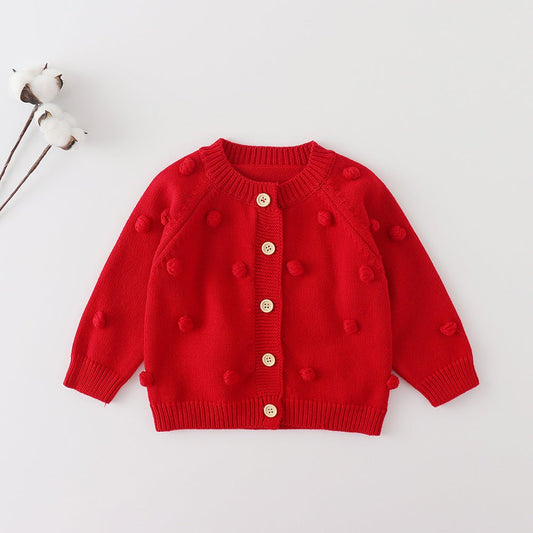 Pompom Baby Vestje - Gebreid Vestje met 3D Bolletjes - KANIBOO