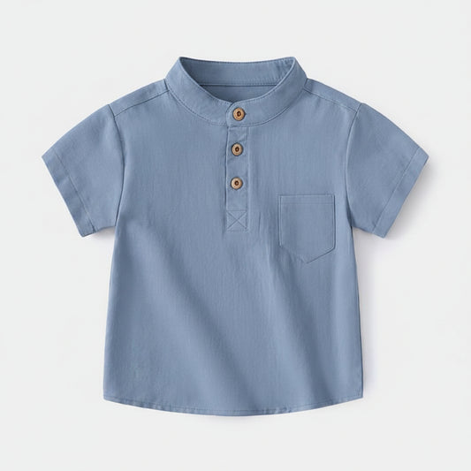 V-hals Shirt Korte Mouw - Jongens Katoenen Shirt - KANIBOO