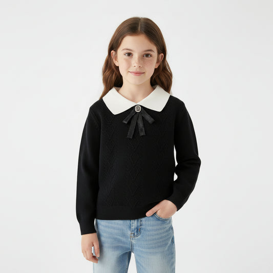 Meisjes Polyester Kraagtrui - Gebreid met Strik