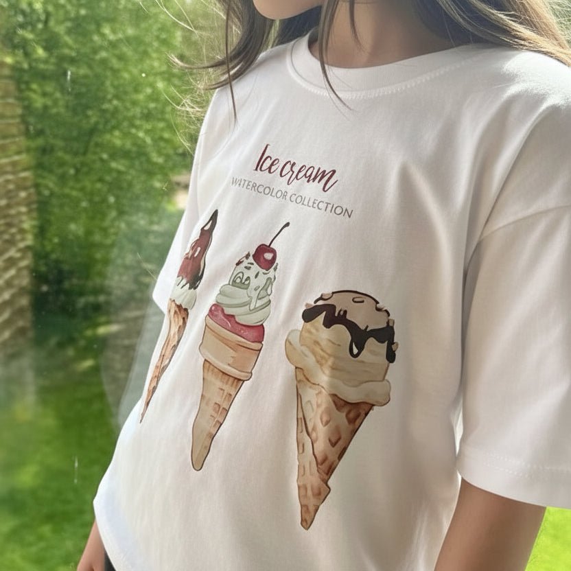 3D Print T-shirt - Cartoon Ijsjes Digital Print - KANIBOO
