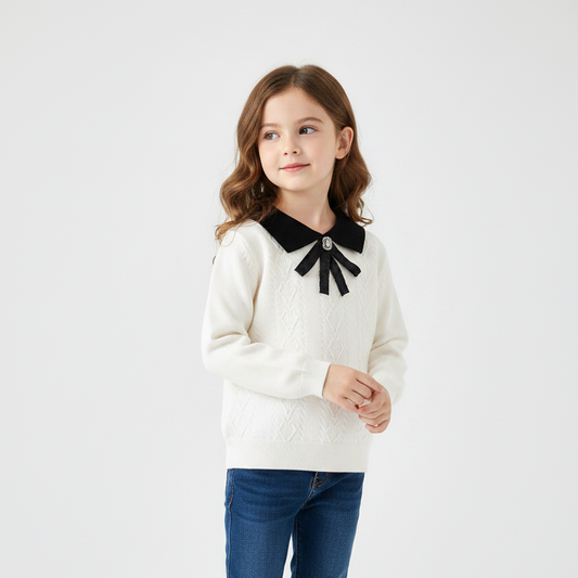 Meisjes Polyester Kraagtrui - Gebreid met Strik