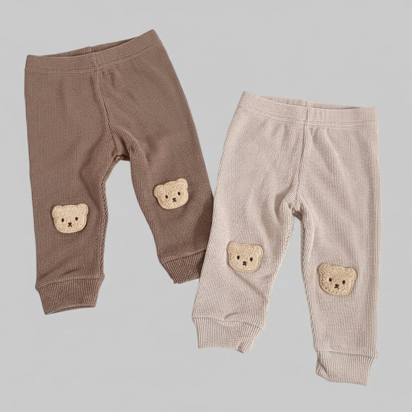 Baby Wafel Broekje met Beer Applicatie - KANIBOO