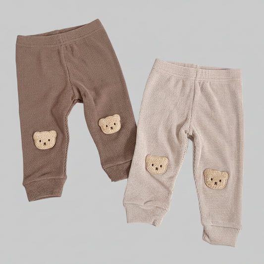 Baby Wafel Broekje met Beer Applicatie - KANIBOO