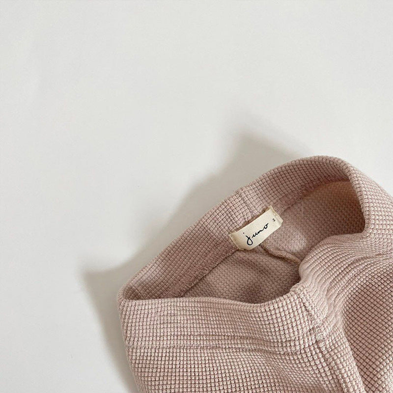 Baby Wafel Broekje met Beer Applicatie Detail - KANIBOO