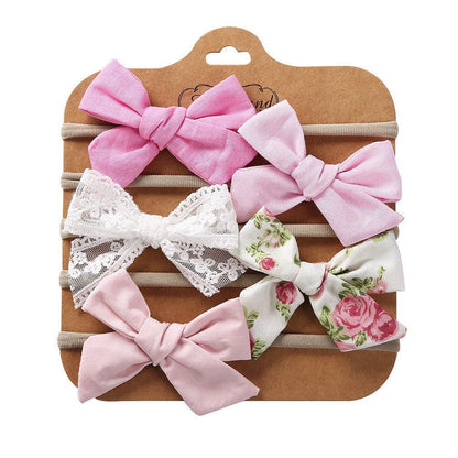 Baby Haarbandjes — Set van 5 met Stoffen Strikjes - Kaniboo Kids