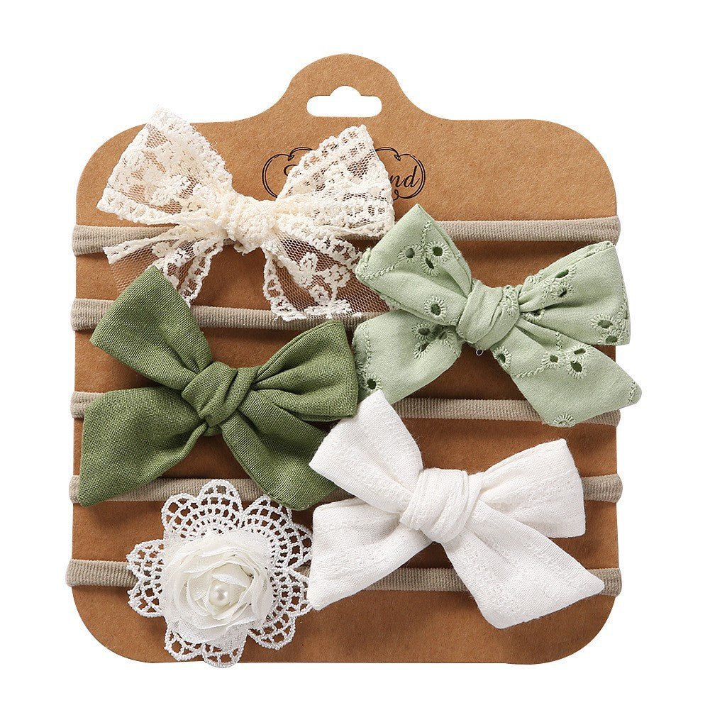 Baby Haarbandjes — Set van 5 met Stoffen Strikjes - Kaniboo Kids