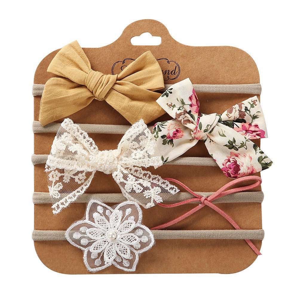 Baby Haarbandjes — Set van 5 met Stoffen Strikjes - Kaniboo Kids