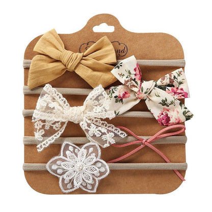 Baby Haarbandjes — Set van 5 met Stoffen Strikjes - Kaniboo Kids
