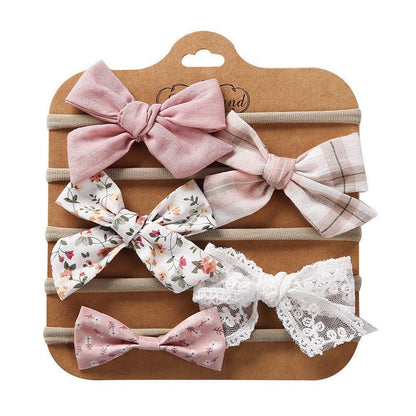 Baby Haarbandjes — Set van 5 met Stoffen Strikjes - Kaniboo Kids