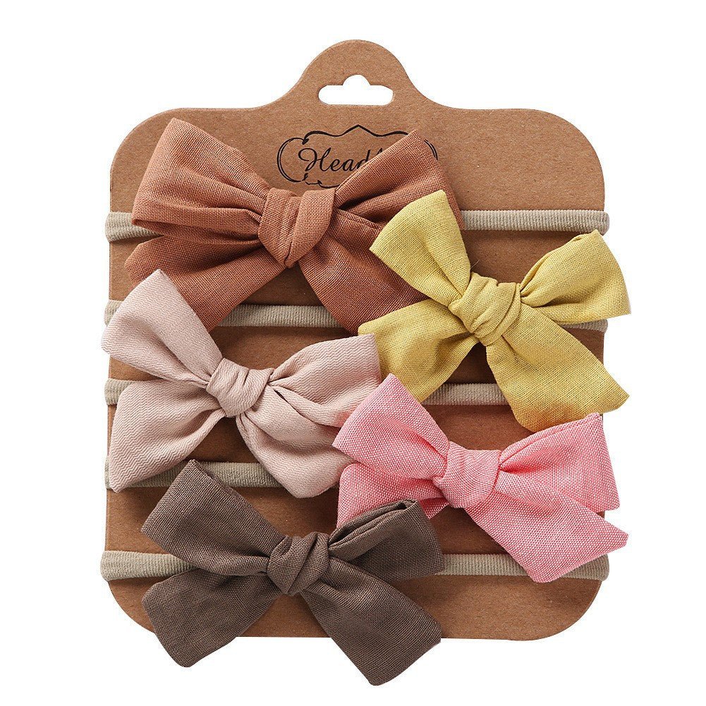 Baby Haarbandjes — Set van 5 met Stoffen Strikjes - Kaniboo Kids