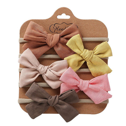 Baby Haarbandjes — Set van 5 met Stoffen Strikjes - Kaniboo Kids