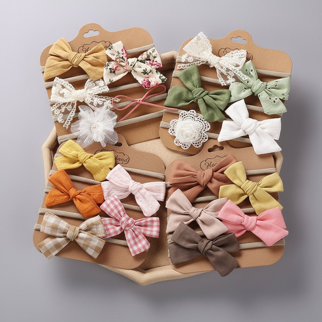 Baby Haarbandjes — Set van 5 met Stoffen Strikjes - Kaniboo Kids