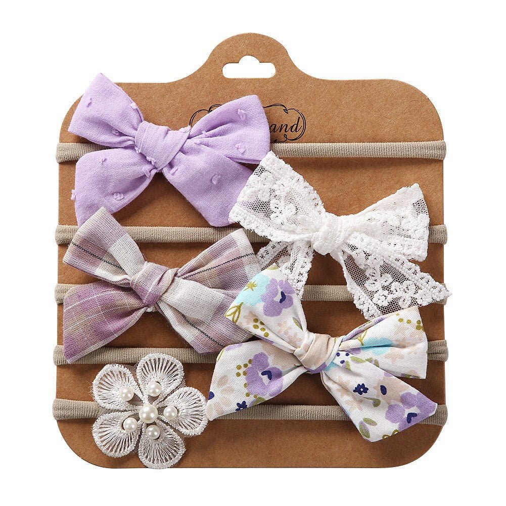 Baby Haarbandjes — Set van 5 met Stoffen Strikjes - Kaniboo Kids