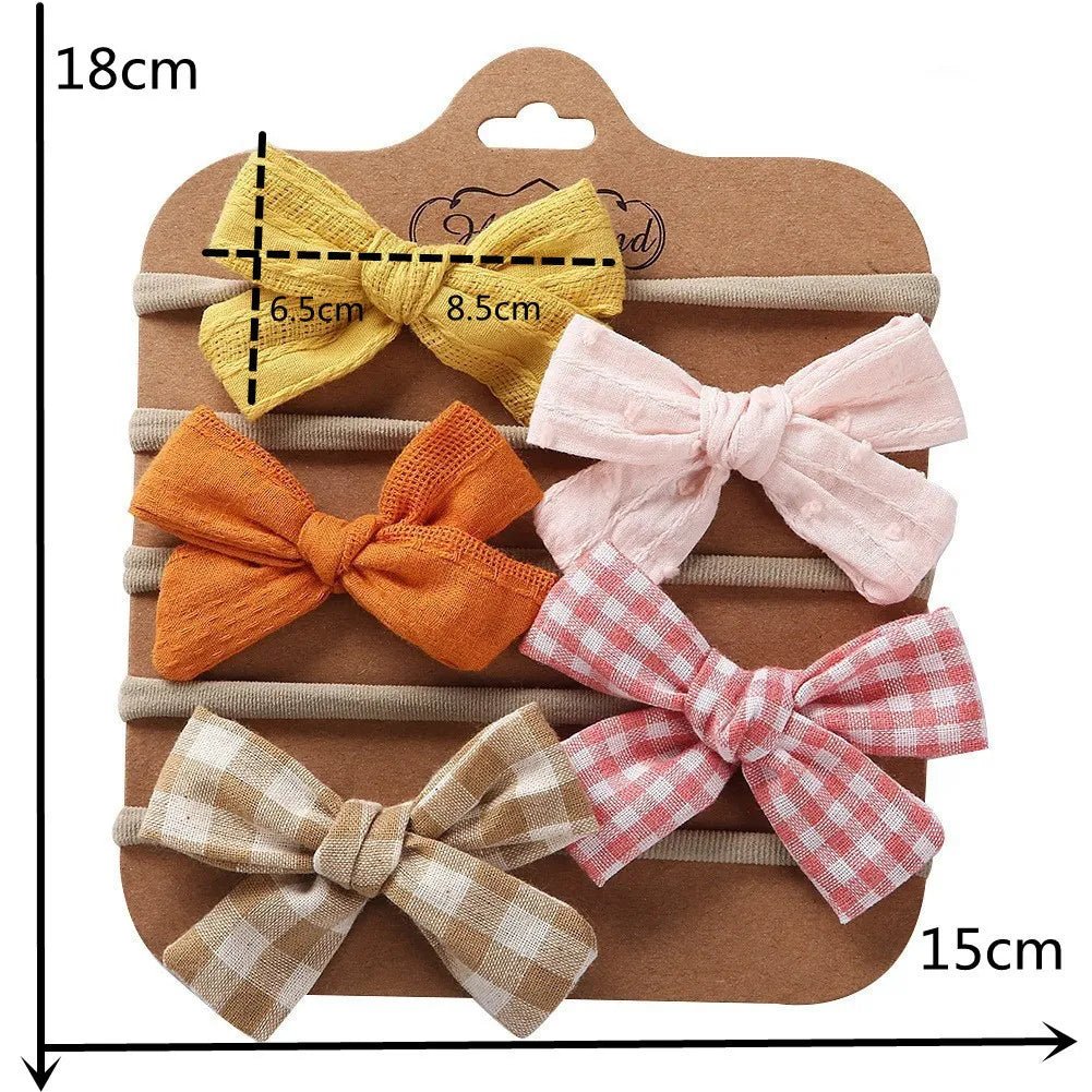 Baby Haarbandjes — Set van 5 met Stoffen Strikjes - Kaniboo Kids