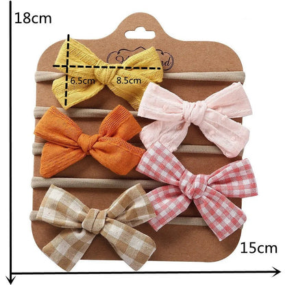 Baby Haarbandjes — Set van 5 met Stoffen Strikjes - Kaniboo Kids