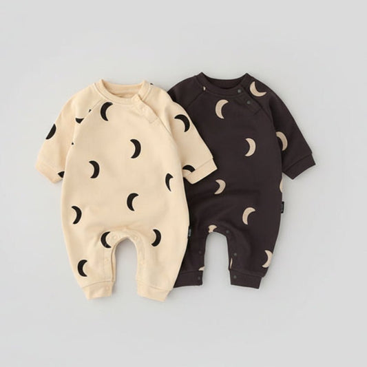 Baby Jumpsuit Maan Print - Katoenen Kruippakje