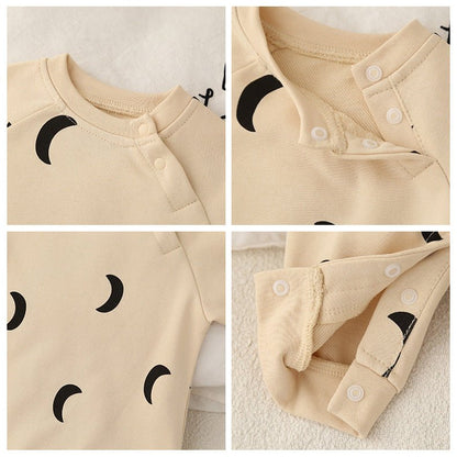 Baby Jumpsuit Maan Print - Katoenen Kruippakje - KANIBOO