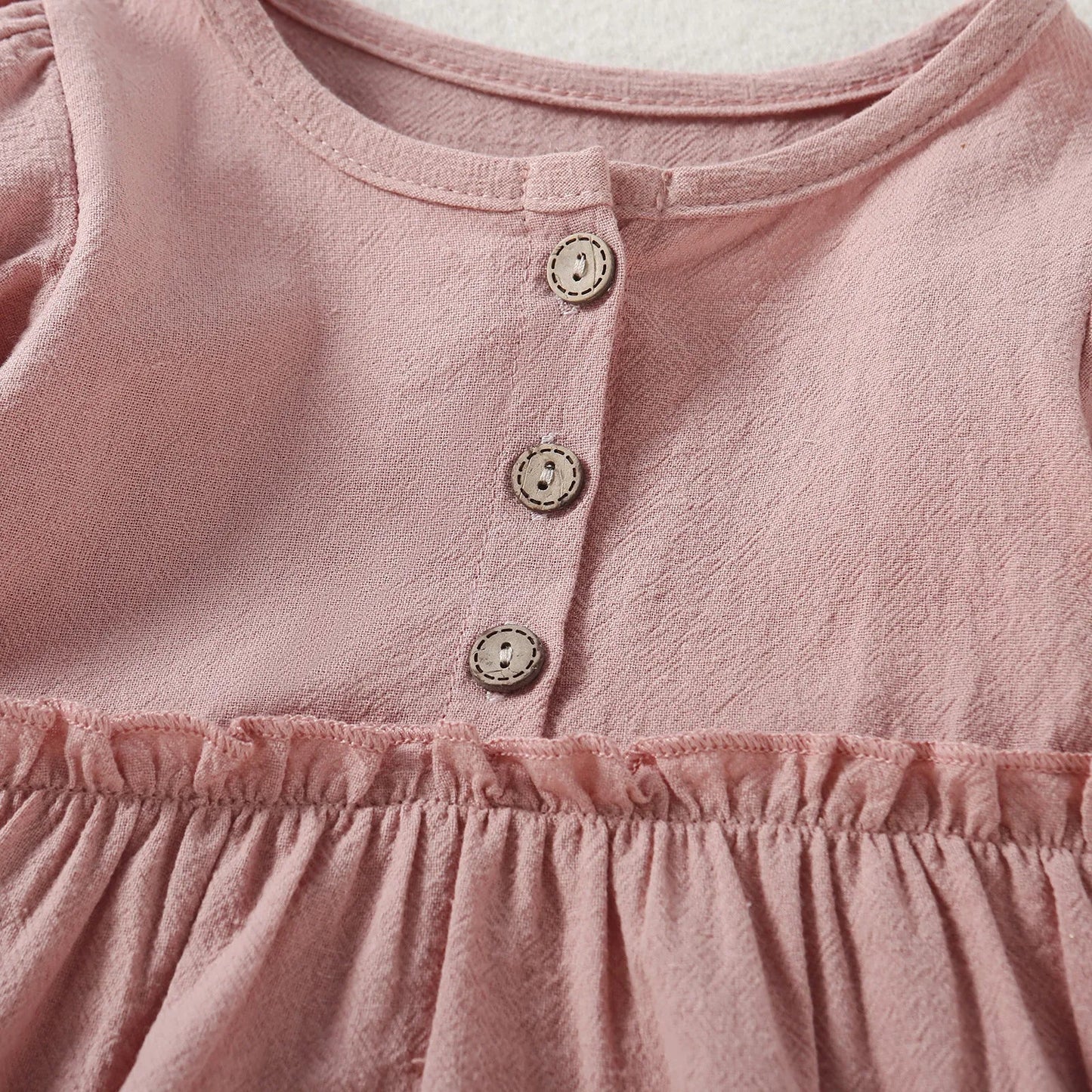 Baby Jurk Romper - Pofmouwen met Knoopjes - KANIBOO
