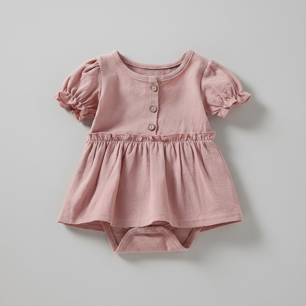 Baby Jurk Romper - Pofmouwen met Knoopjes - KANIBOO
