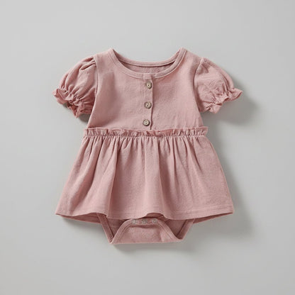 Baby Jurk Romper - Pofmouwen met Knoopjes - KANIBOO