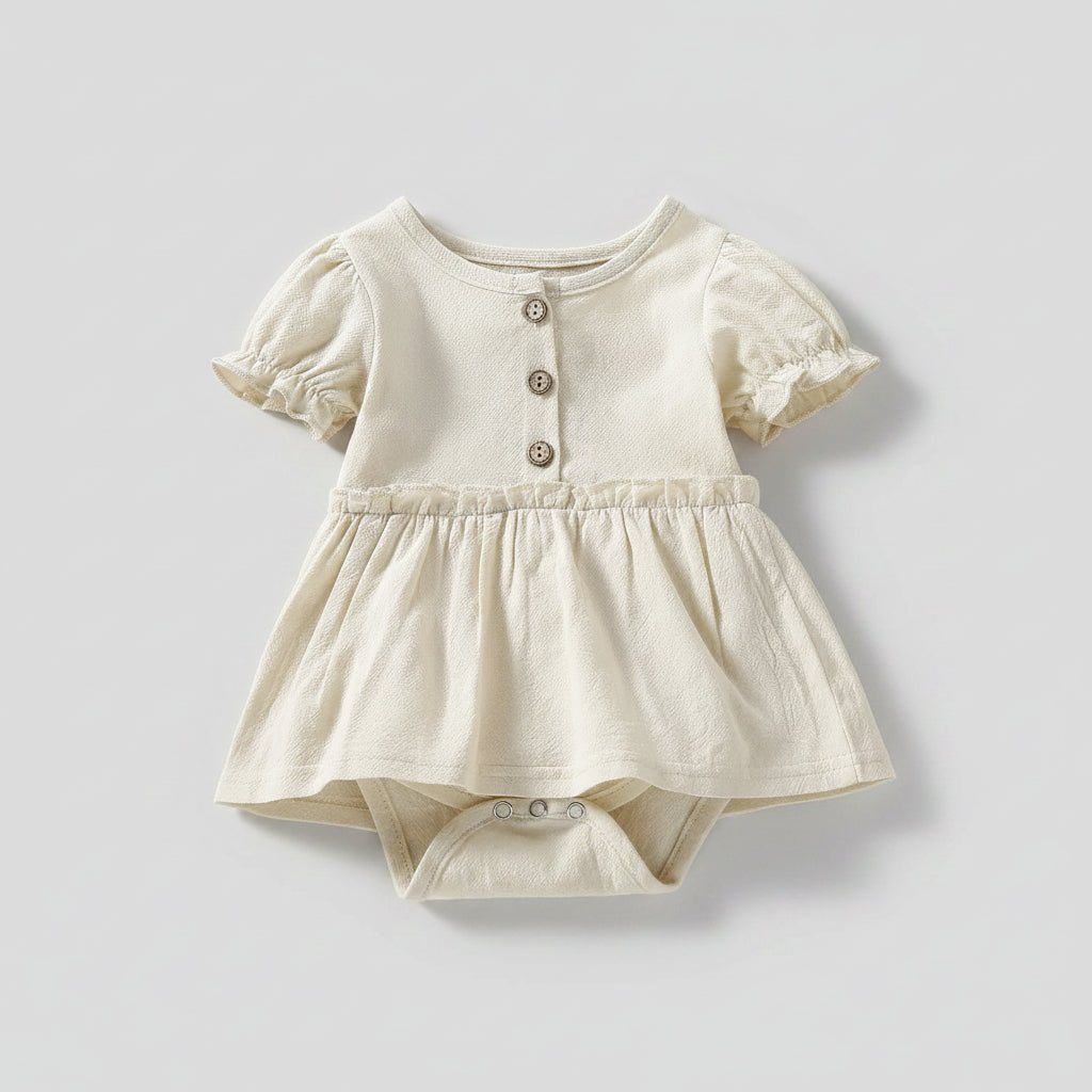 Baby Jurk Romper - Pofmouwen met Knoopjes - KANIBOO