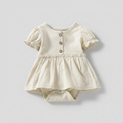 Baby Jurk Romper - Pofmouwen met Knoopjes - KANIBOO