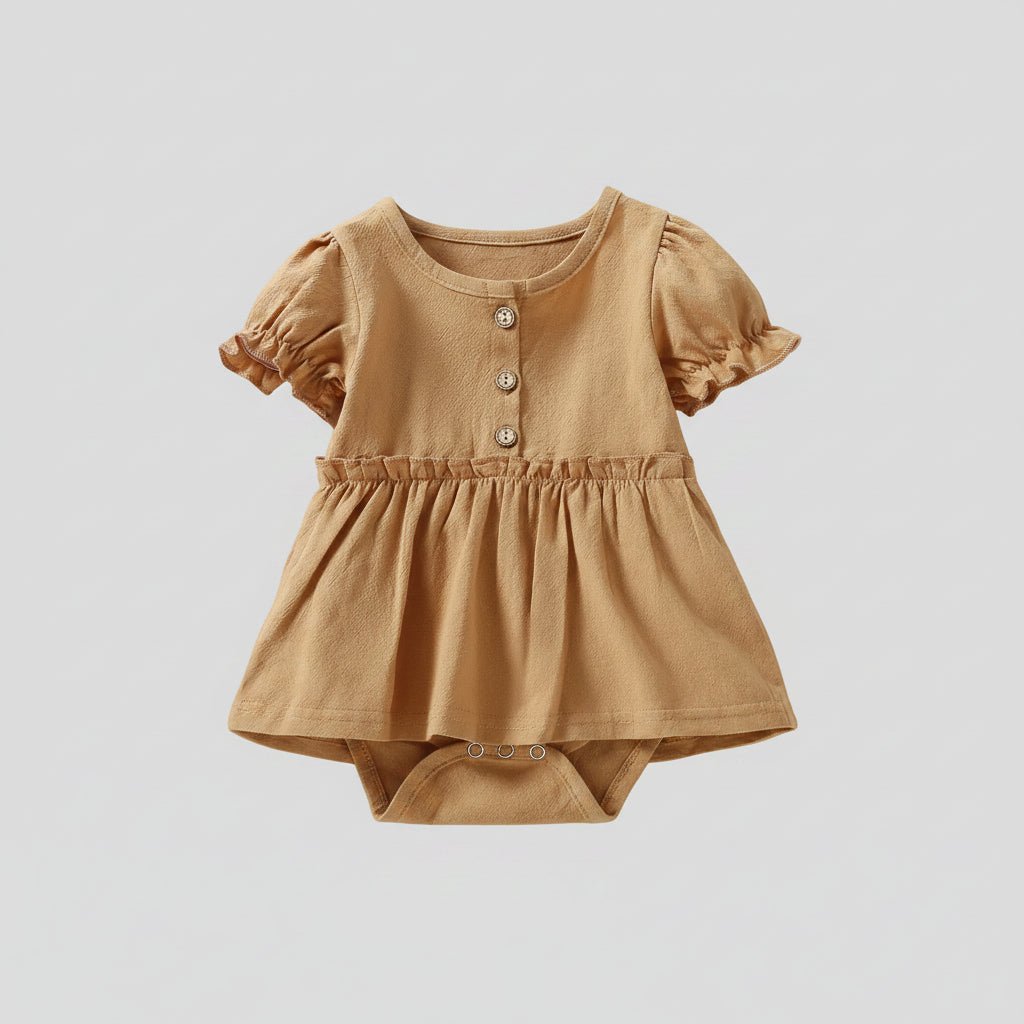 Baby Jurk Romper - Pofmouwen met Knoopjes - KANIBOO