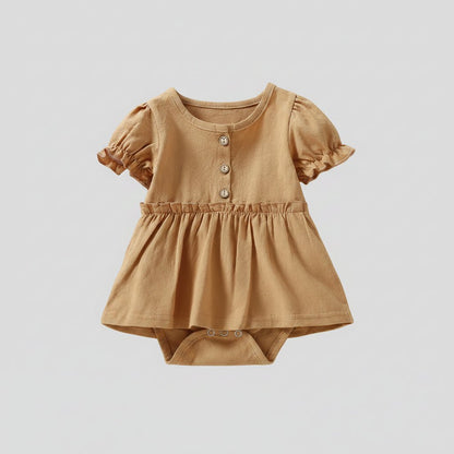 Baby Jurk Romper - Pofmouwen met Knoopjes - KANIBOO