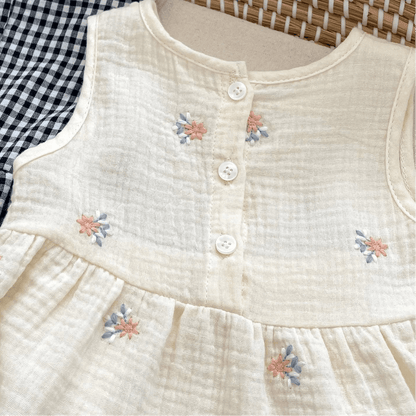Baby Meisjes Set — Mouwloze Top met Bloemenborduursel en Shorts - Kaniboo Kids