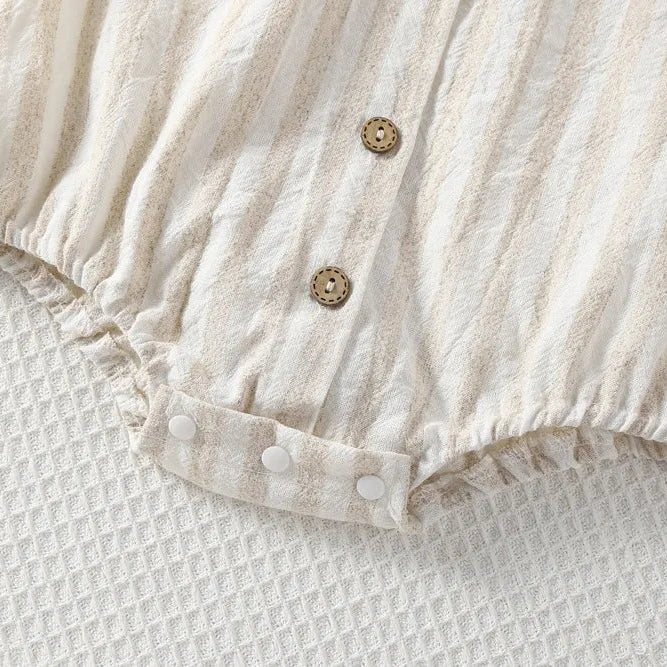 Baby Romper — Gestreepte Korte Mouw met Knoopsluiting - KANIBOO