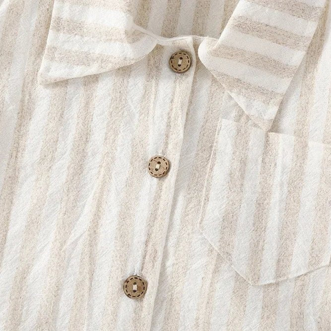 Baby Romper — Gestreepte Korte Mouw met Knoopsluiting - KANIBOO