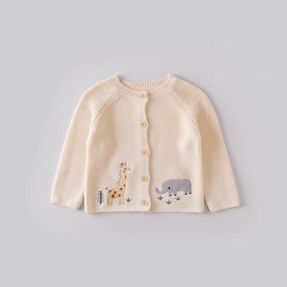 Baby Vest — Gebreid met Giraf en Olifant Borduursel - KANIBOO