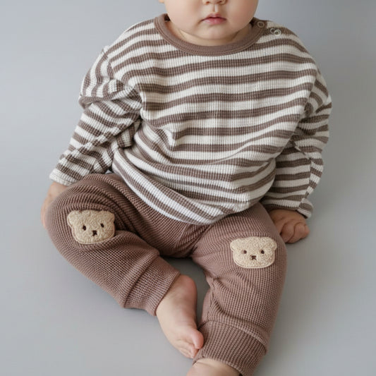 Baby Wafel Broekje met Beer Applicatie - KANIBOO