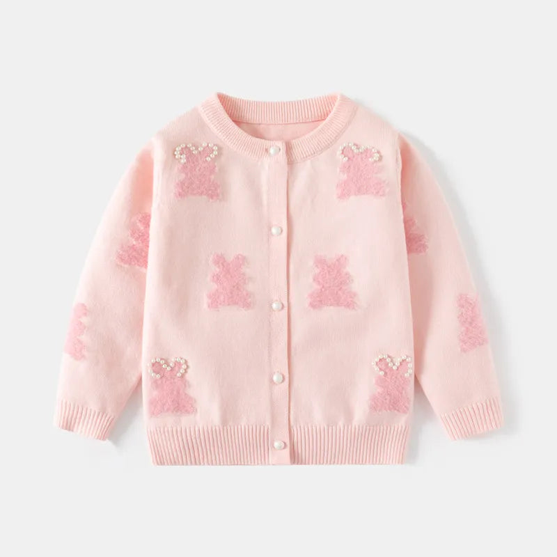 Meisjes Katoenen Vest - Beertjes Vest met Parels