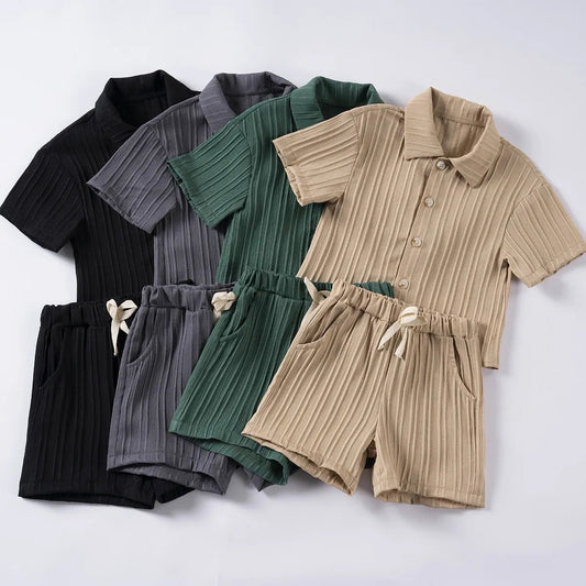 Jongens Zomerset — Geribbeld Shirt met Bijpassende Shorts