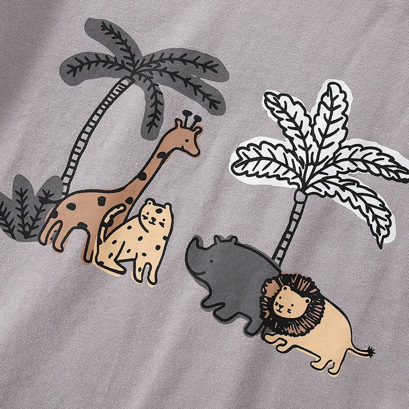 Jongens Zomerset — Grijs met Safari Dieren Print - Kaniboo Kids