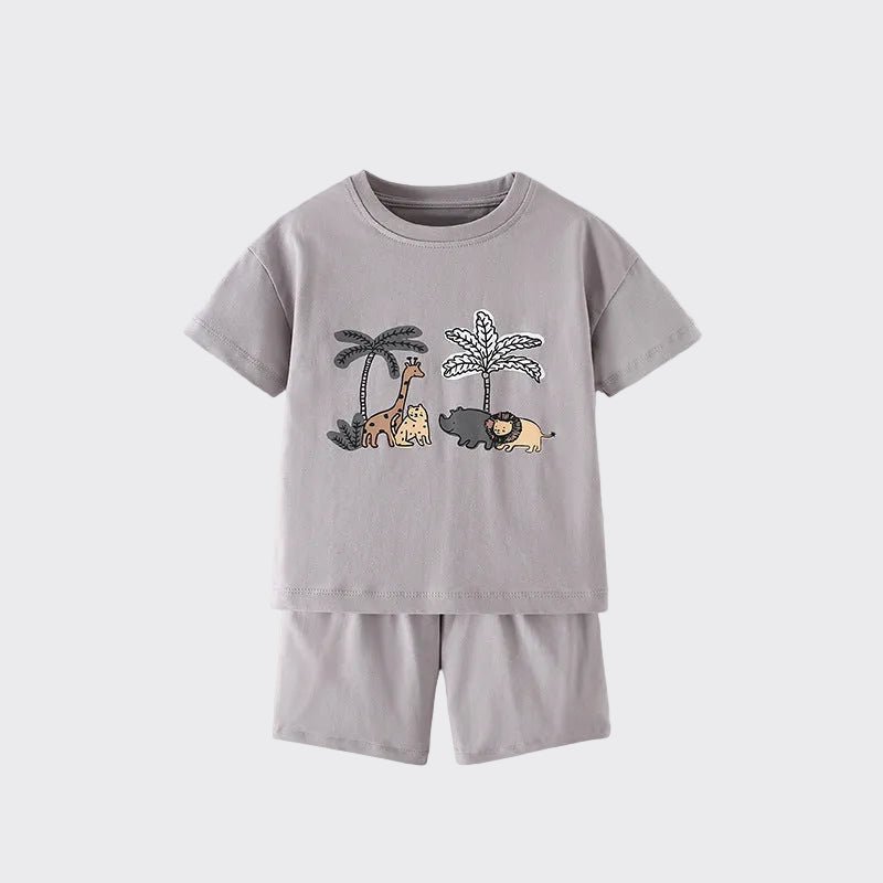 Jongens Zomerset — Grijs met Safari Dieren Print - Kaniboo Kids