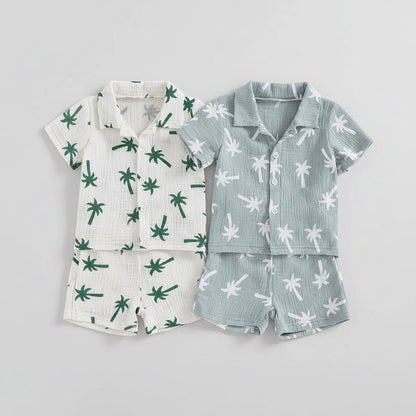 Jongens Zomerset — Shirt en Broek met Palmbomenprint - KANIBOO