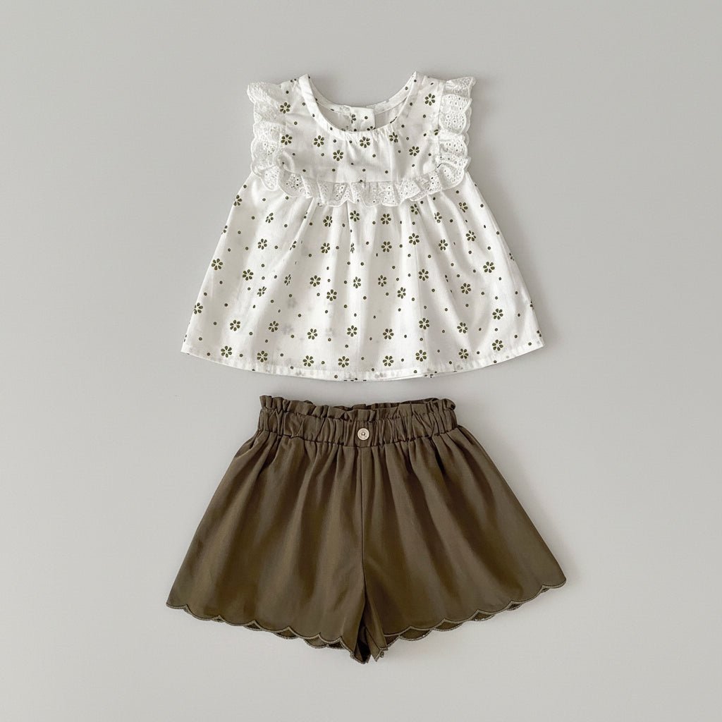 Meisjes Bloemen Top en Shorts - Mouwloze Zomerset - KANIBOO