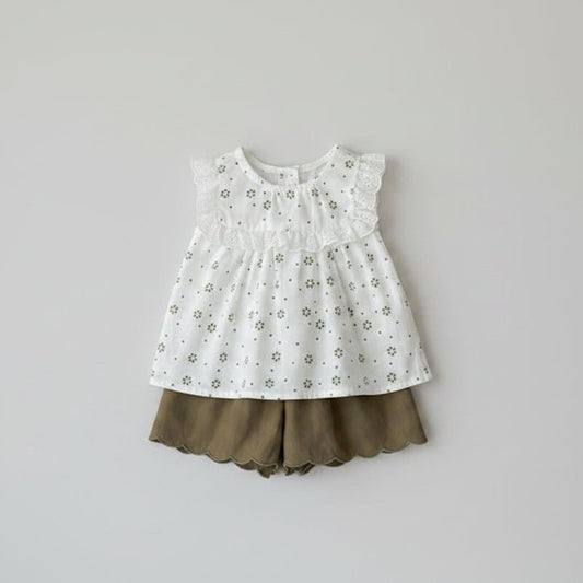 Meisjes Bloemen Top en Shorts - Mouwloze Zomerset - KANIBOO