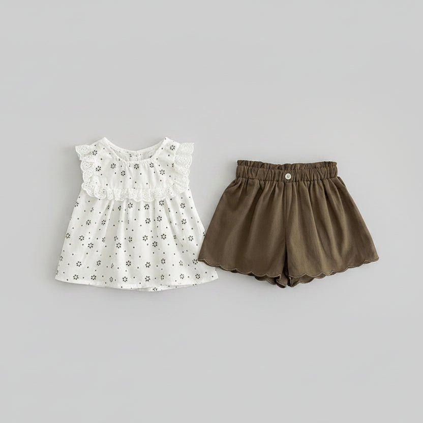 Meisjes Bloemen Top en Shorts - Mouwloze Zomerset - KANIBOO