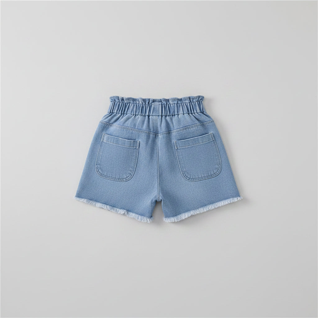 Meisjes Denim Shorts — Hoge Taille met Franjes - KANIBOO