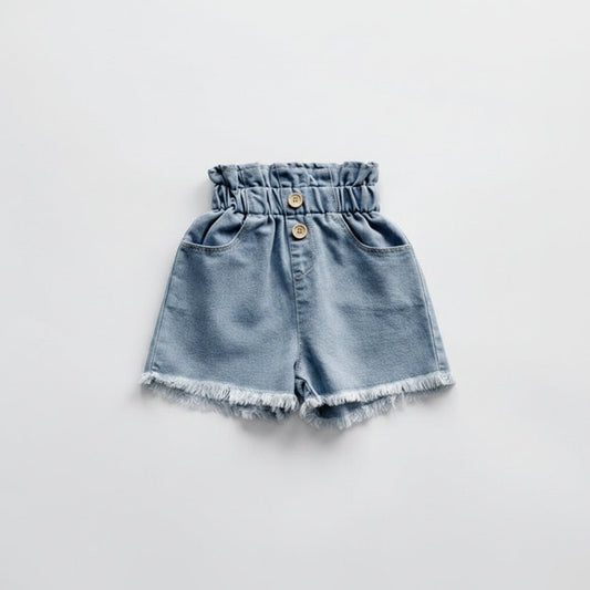 Meisjes Denim Shorts — Hoge Taille met Franjes - KANIBOO
