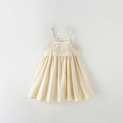 Meisjes Linnen Jurk Ecru - Kaniboo Kids