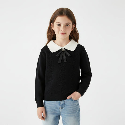 Meisjes Polyester Kraagtrui - Gebreid met Strik