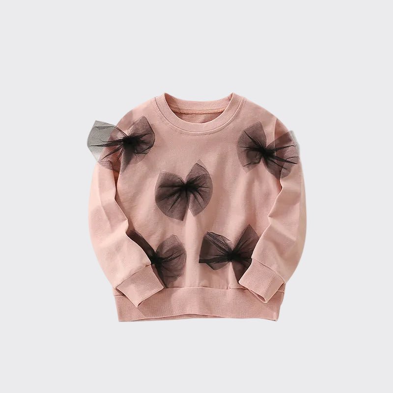 Meisjes Sweater — Roze met Zwarte Strikjes - Kaniboo Kids