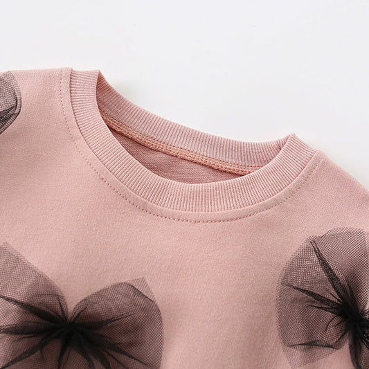 Meisjes Sweater — Roze met Zwarte Strikjes - Kaniboo Kids