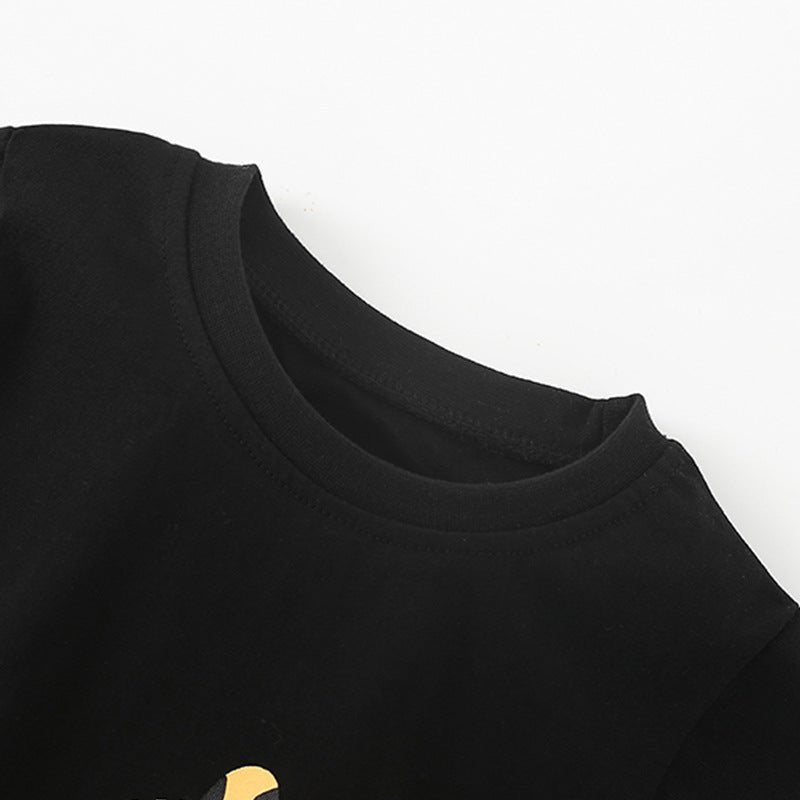 Meisjes T-shirt — Zwart met Luipaard Print - Kaniboo Kids